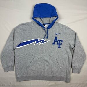 Nike Air Force Falcons Mens Hoodie Sweatshirt XL Chenille Logo Grey/Blue B4